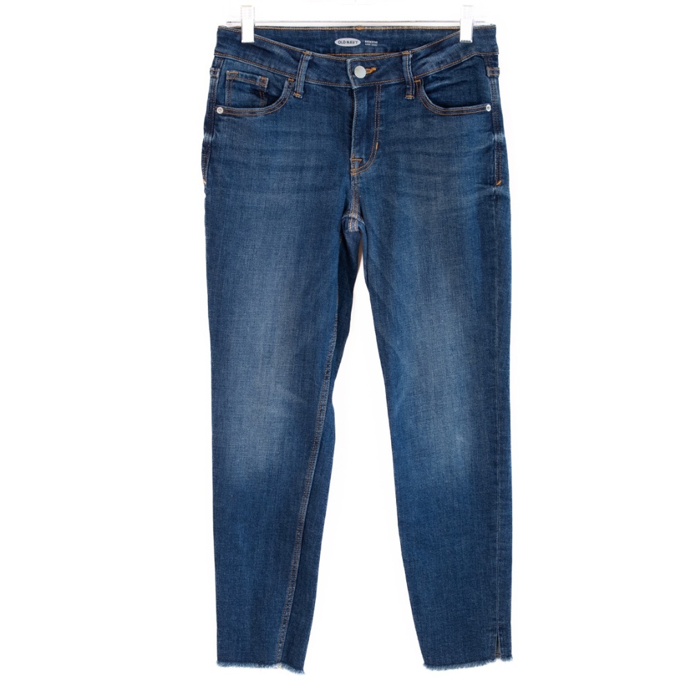 Old Navy Size 6 Rockstar Super Skinny Women's Raw Cuff Blue Jeans w/ 1.5 " Slits